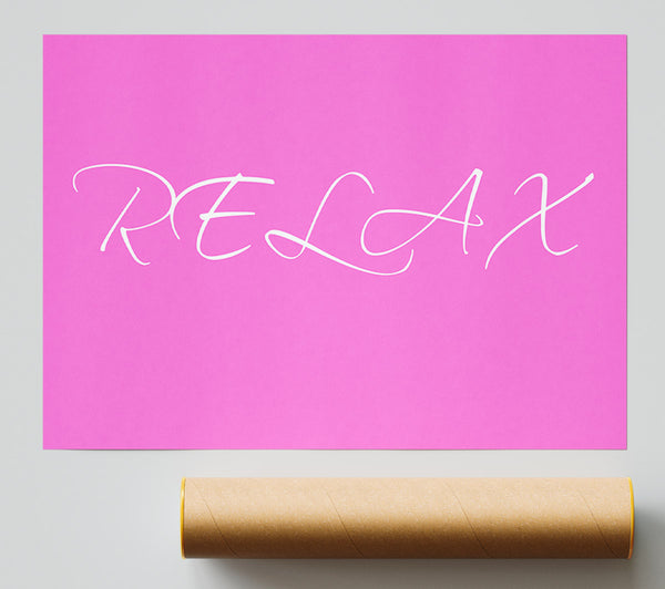 Bathroom Quote Relax Vivid Pink Giclee Print