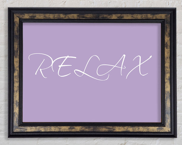 Bathroom Quote Relax Lilac Framed Print