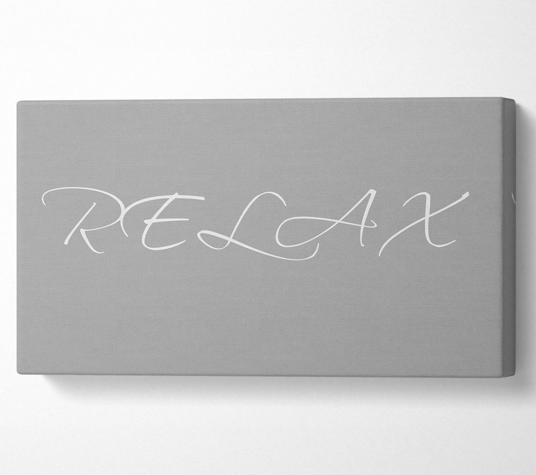  A Canvas Print of Bathroom Quote Relax Grey White Canvas Print