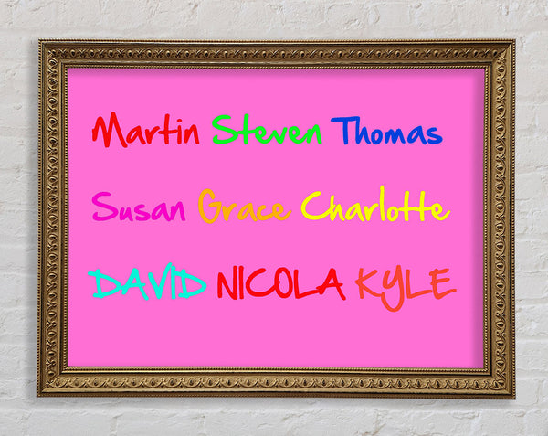 Girls Room Quote Your Name In A Choice Of Colours Vivid Pink Framed Print