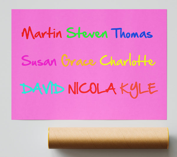 Girls Room Quote Your Name In A Choice Of Colours Vivid Pink Poster
