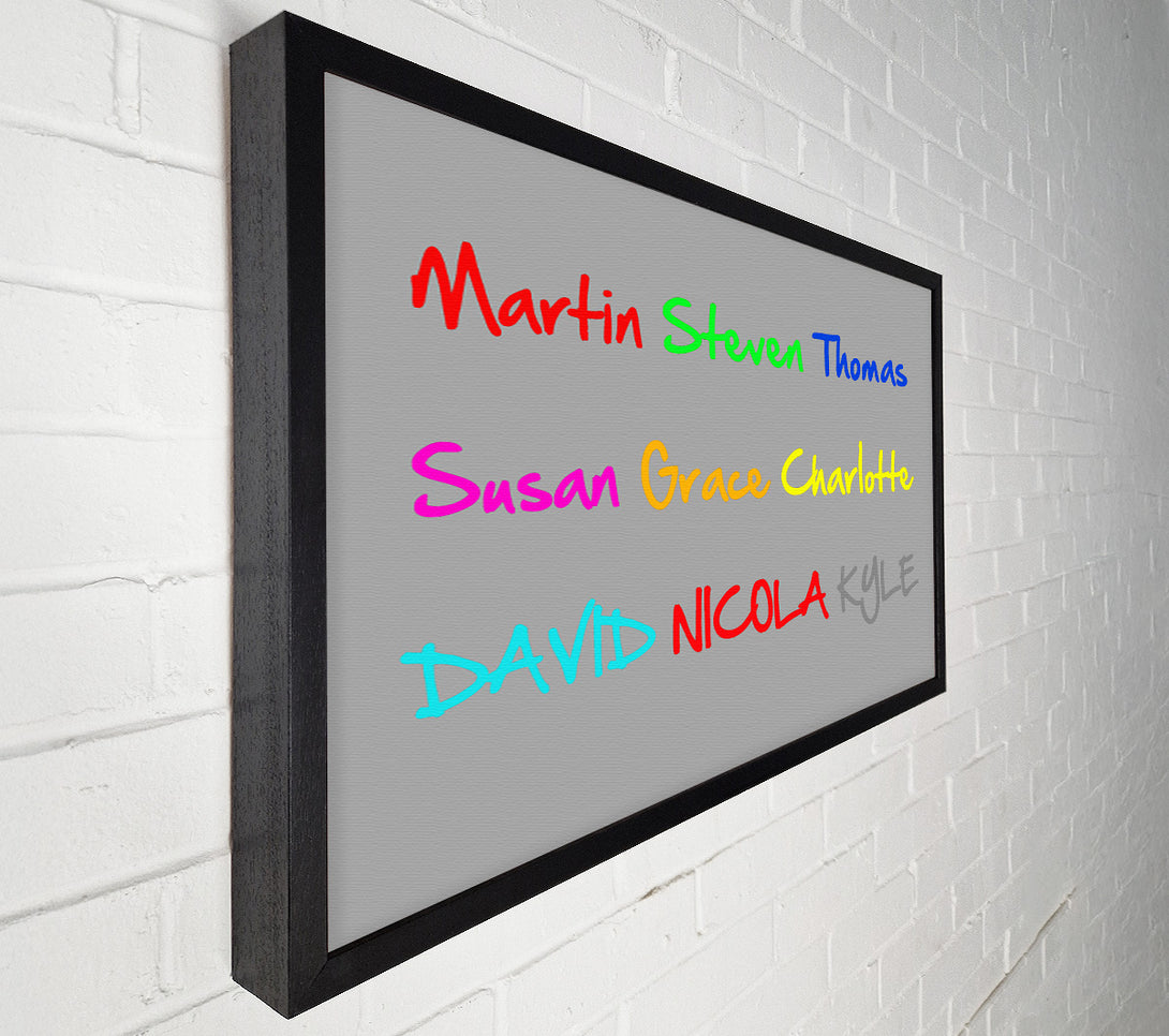  A Canvas Print of Your Name In A Choice Of Colours Grey White Canvas Wall Art