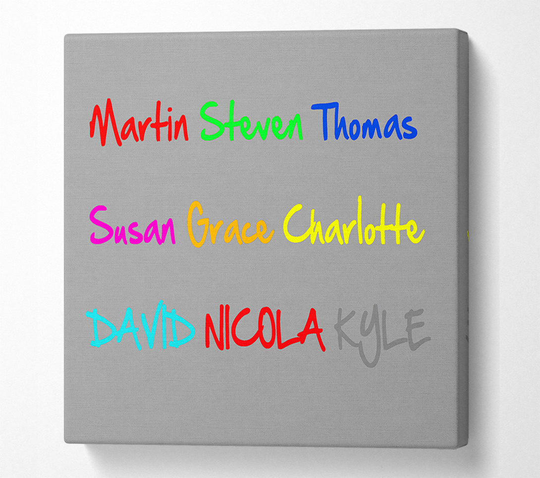  A Canvas Print of Your Name In A Choice Of Colours Grey White Canvas Wall Art