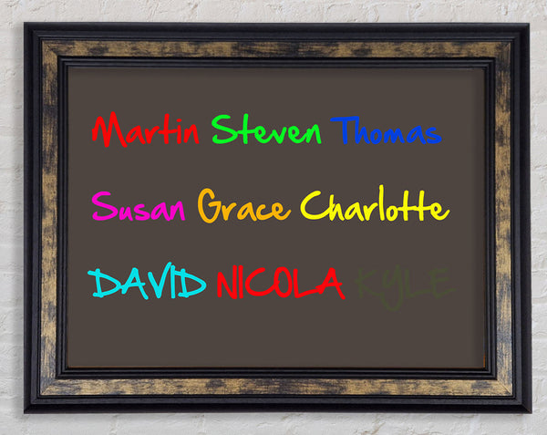 Your Name In A Choice Of Colours Chocolate Framed Print