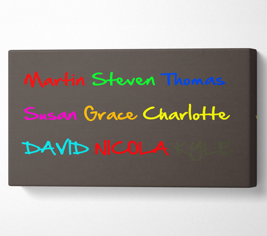  A Canvas Print of Your Name In A Choice Of Colours Chocolate Canvas Wall Art
