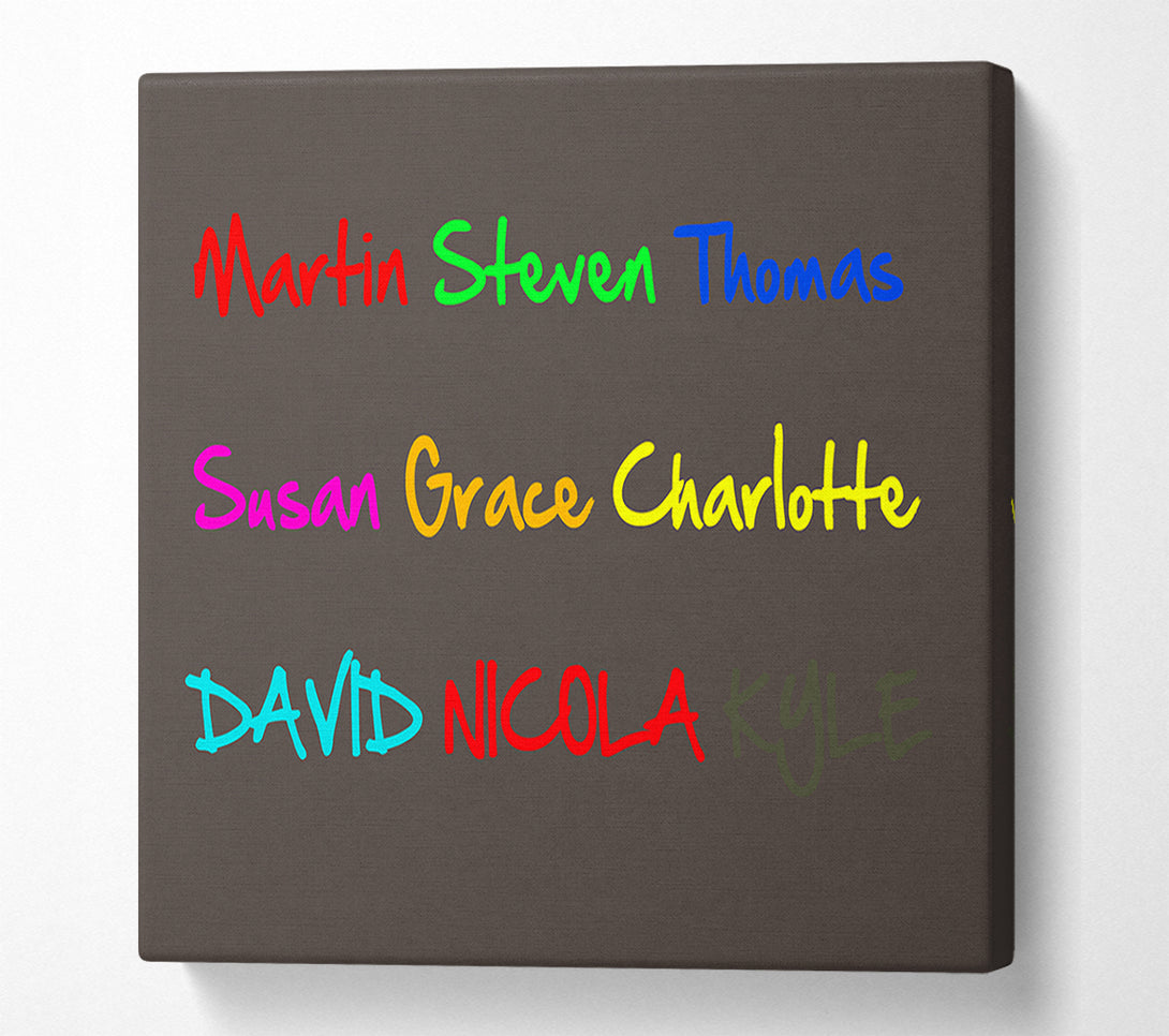  A Canvas Print of Your Name In A Choice Of Colours Chocolate Canvas Wall Art