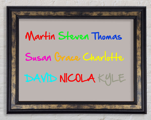 Your Name In A Choice Of Colours Beige Framed Print
