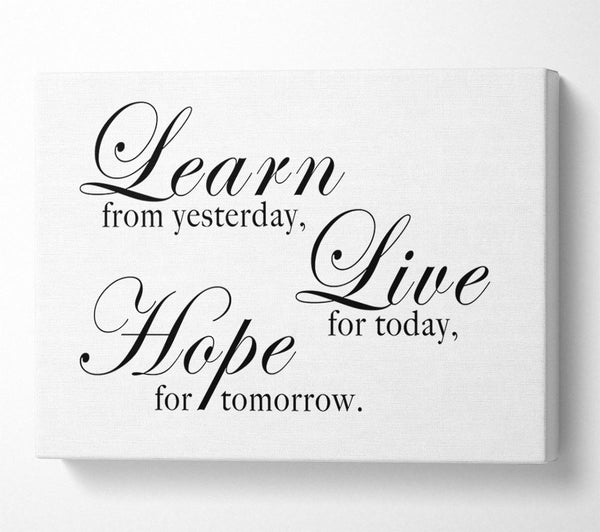  A Canvas Print of Home Quote Learn Live Hope White Canvas Art