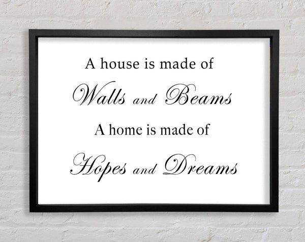 Home Quote Walls n Beams Hopes n Dreams White Framed Print
