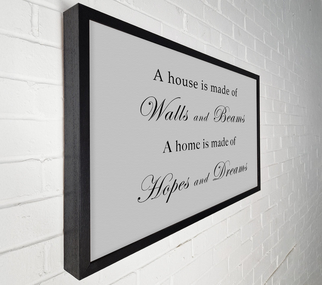  A Canvas Print of Home Quote Walls n Beams Hopes n Dreams Grey Canvas Print