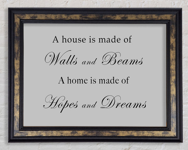 Home Quote Walls n Beams Hopes n Dreams Grey Framed Print
