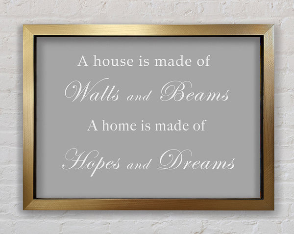 Home Quote Walls n Beams Hopes n Dreams Grey White Framed Print