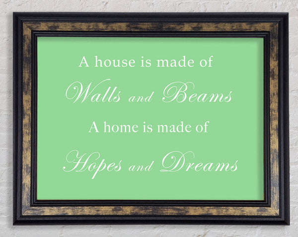 Home Quote Walls n Beams Hopes n Dreams Green Framed Print