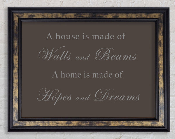 Home Quote Walls n Beams Hopes n Dreams Chocolate Framed Print