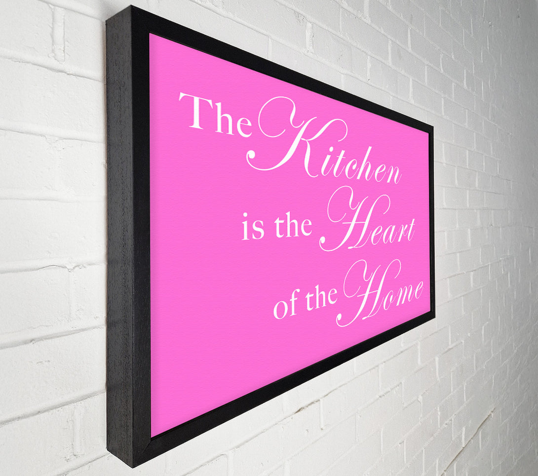  A Canvas Print of Kitchen Quote The Kitchen Is The Heart Of The Home Vivid Pink Canvas Art