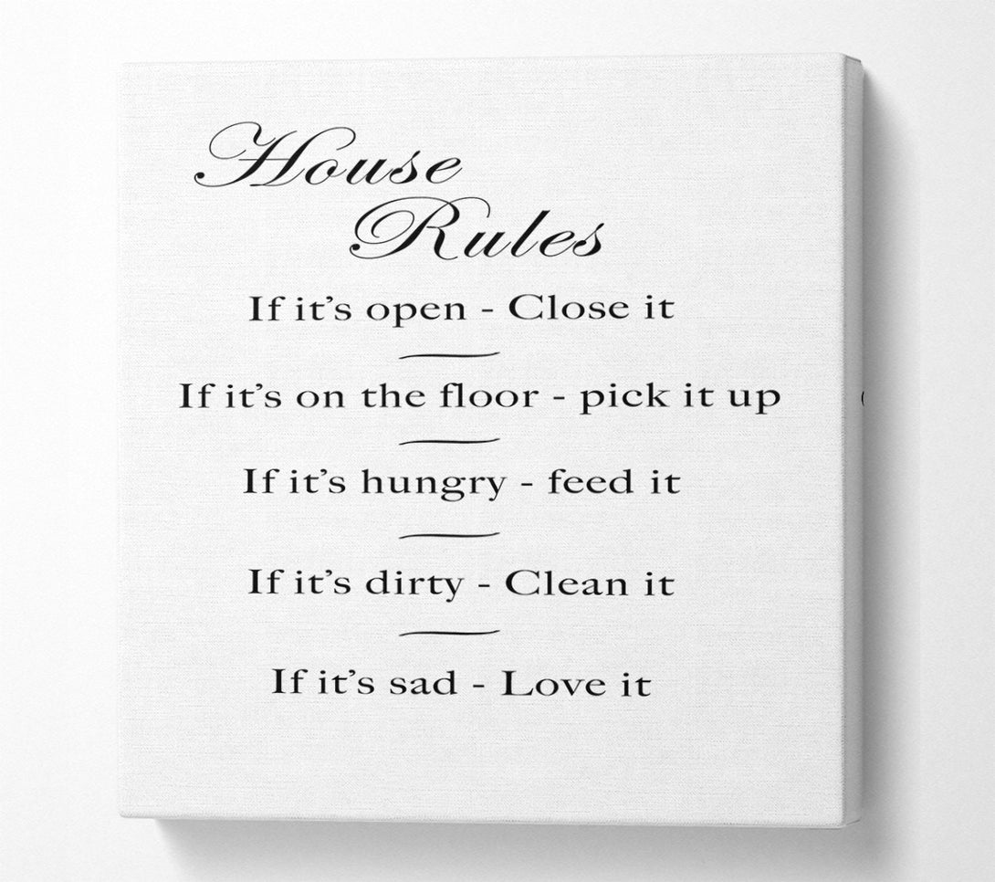 A Canvas Print of House Rules 2 White Canvas Art