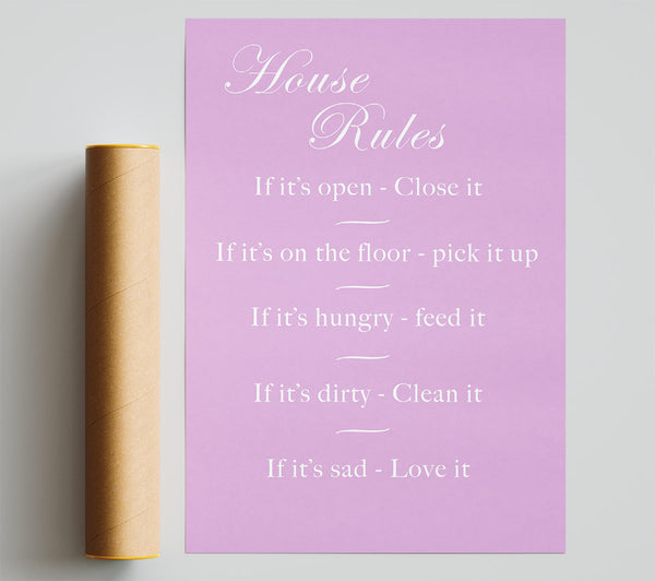 Family Quote House Rules 2 Pink Print