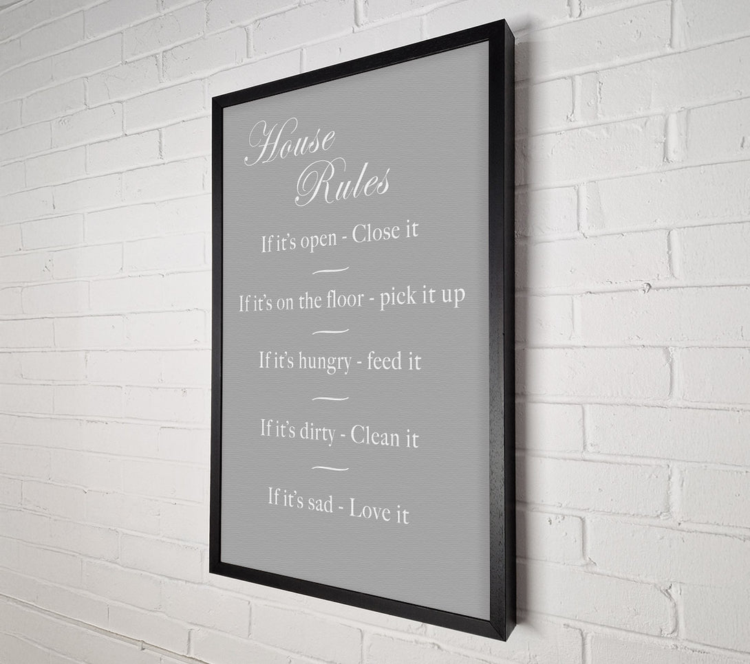  A Canvas Print of Family Quote House Rules 2 Grey White Canvas Art