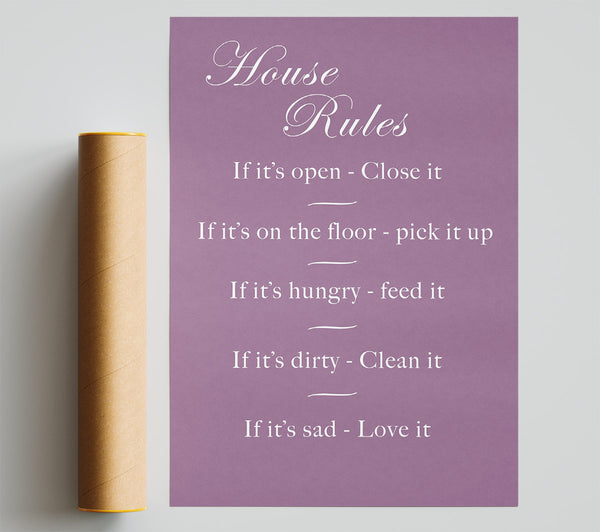Family Quote House Rules 2 Dusty Pink Giclee Print