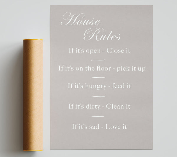 Family Quote House Rules 2 Beige Giclee Print