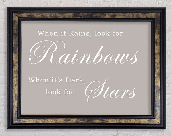 When It Rains Look For Rainbows Beige Framed Print