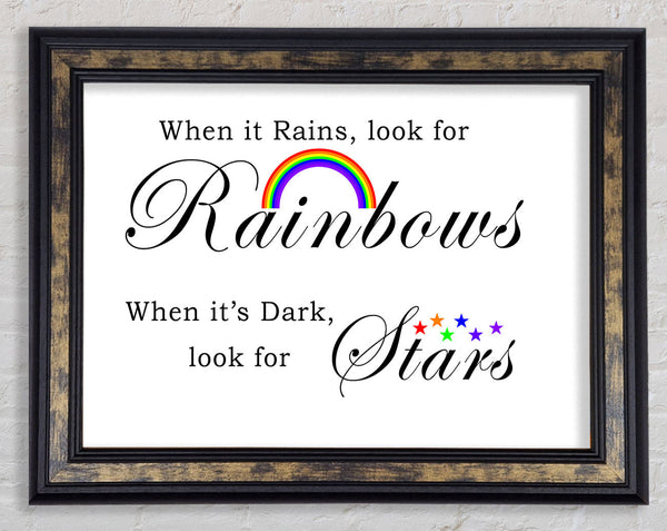 When It Rains Look For Rainbows 2 White Framed Print