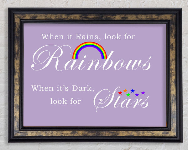 When It Rains Look For Rainbows 2 Lilac Framed Print