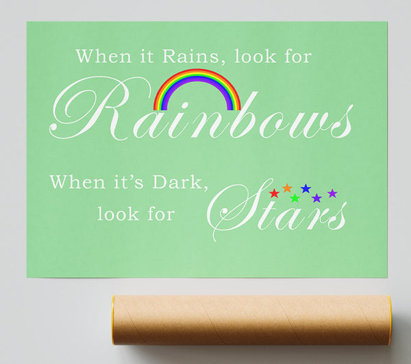 When It Rains Look For Rainbows 2 Green Print