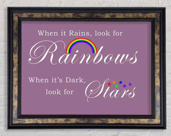 When It Rains Look For Rainbows 2 Dusty Pink Framed Print