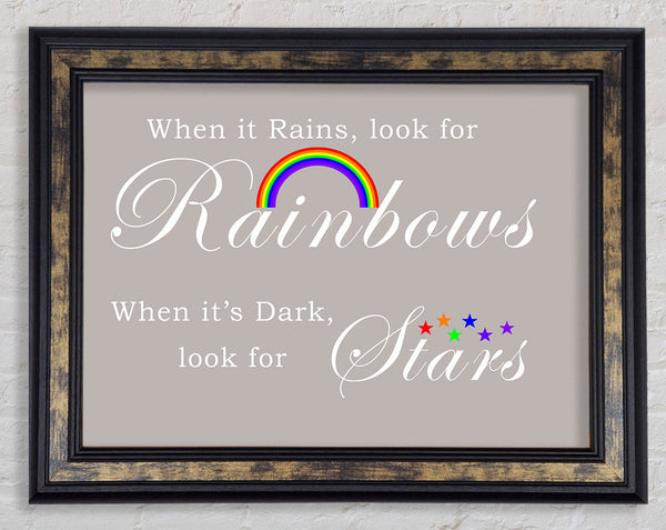 When It Rains Look For Rainbows 2 Beige Framed Print