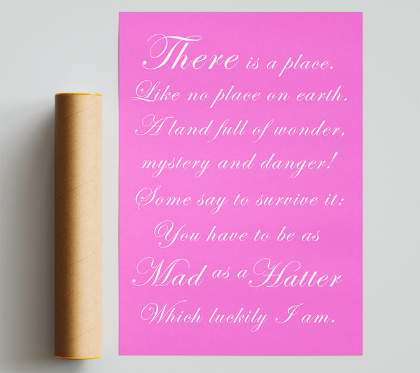 Alice In Wonderland As Mad As A Hatter Vivid Pink Print