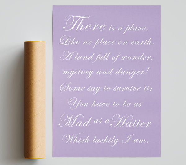 Alice In Wonderland As Mad As A Hatter Lilac Print