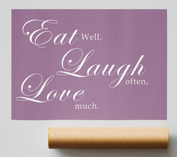 Kitchen Quote Eat Laugh Love Dusty Pink Poster
