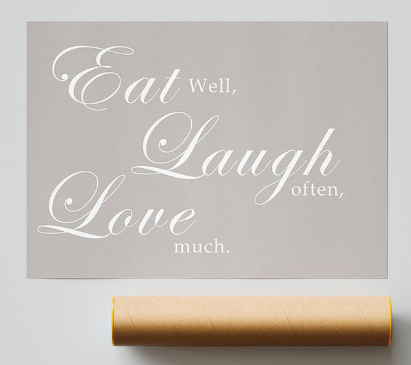 Kitchen Quote Eat Laugh Love Beige Print