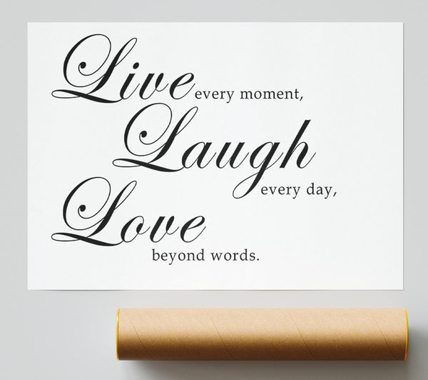 Love Quote Live Laugh Love 2 White Giclee Print