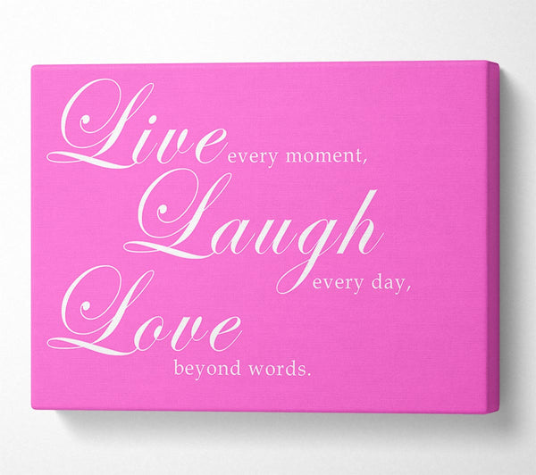  A Canvas Print of Love Quote Live Laugh Love 2 Vivid Pink Canvas Art