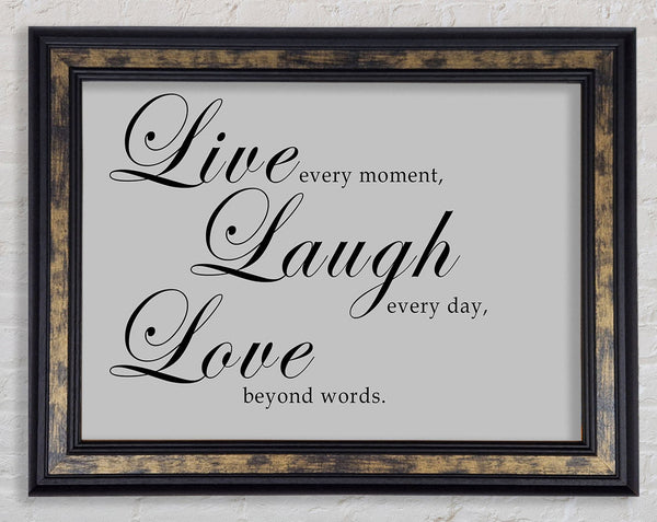Family Quote Live Laugh Love 2 Grey Framed Print