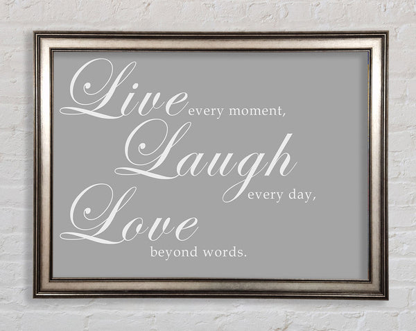 Familienzitat Live Laugh Love 2 Grau Weiß