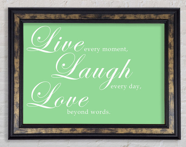 Family Quote Live Laugh Love 2 Green Framed Print