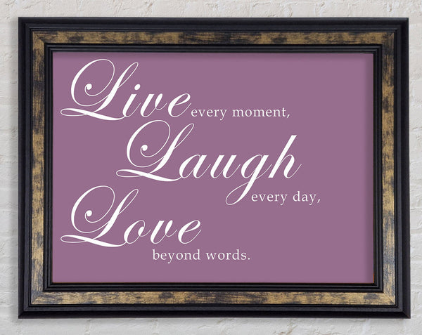 Family Quote Live Laugh Love 2 Dusty Pink Framed Print