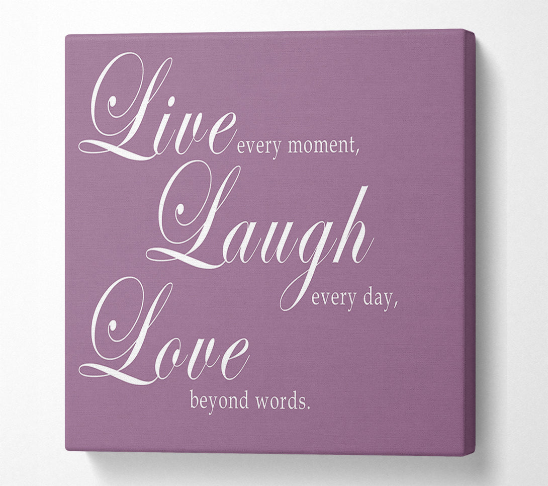  A Canvas Print of Family Quote Live Laugh Love 2 Dusty Pink Canvas Wall Art