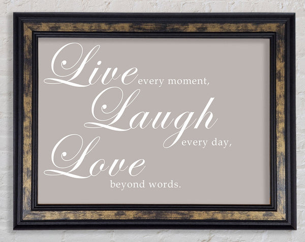 Family Quote Live Laugh Love 2 Beige Framed Print