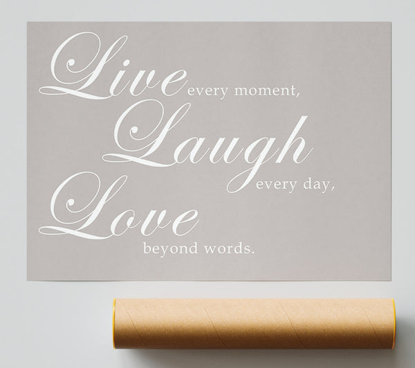 Family Quote Live Laugh Love 2 Beige Giclee Print
