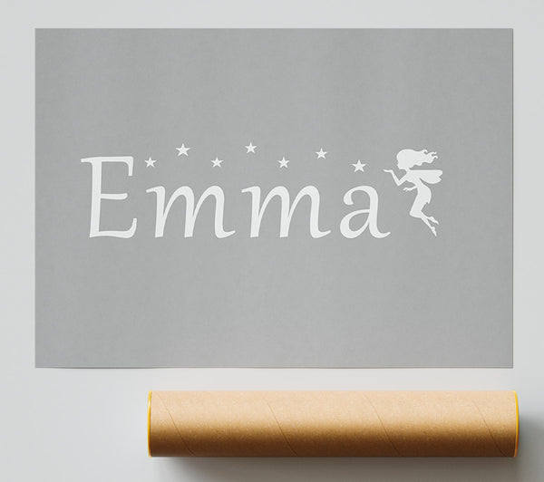 Your Name In Fairy Dust Grey White Poster