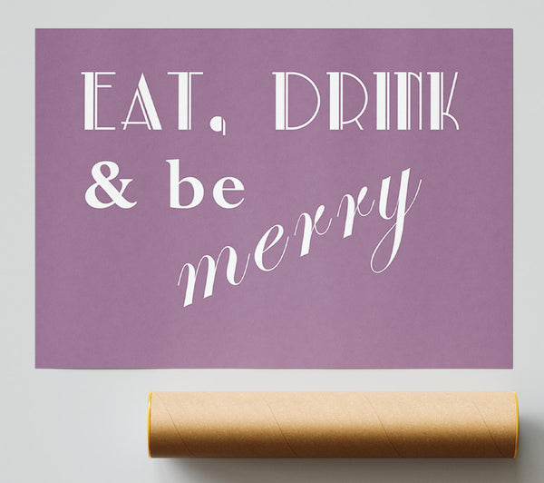 Kitchen Quote Eat Drink N Be Merry Dusty Pink Giclee Print