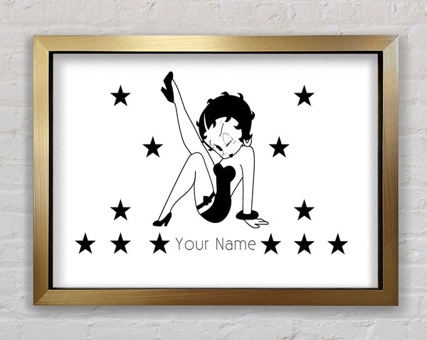Betty Boop Dein Name Sterne Weiß