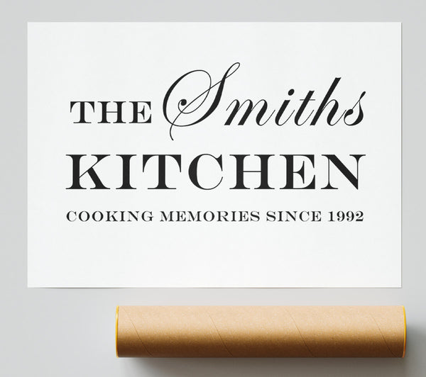Kitchen Quote Your Family Name And Date Kitchen White Giclee Print