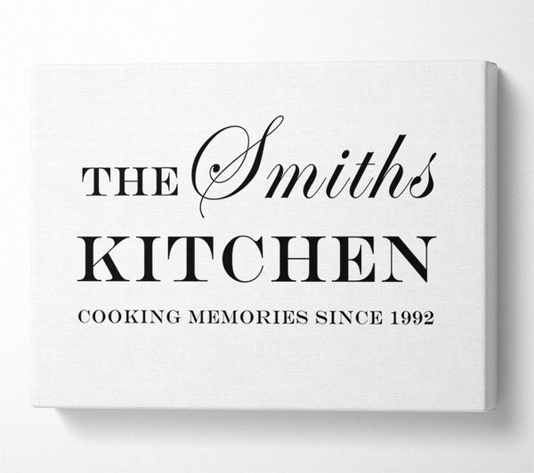  A Canvas Print of Kitchen Quote Your Family Name And Date Kitchen White Canvas Wall Art
