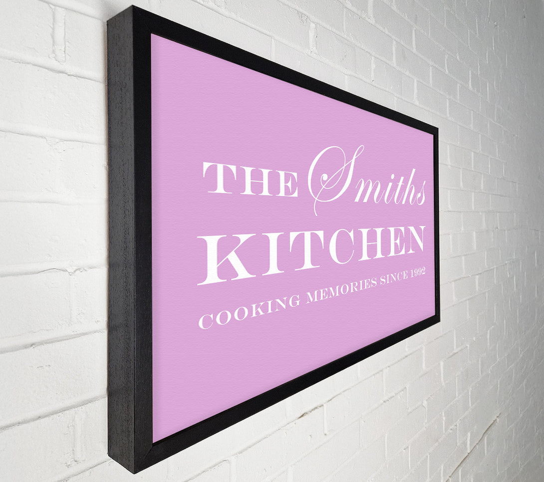  A Canvas Print of Kitchen Quote Your Family Name And Date Kitchen Pink Canvas Art