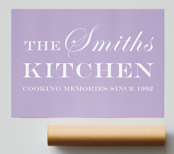 Kitchen Quote Your Family Name And Date Kitchen Lilac Poster